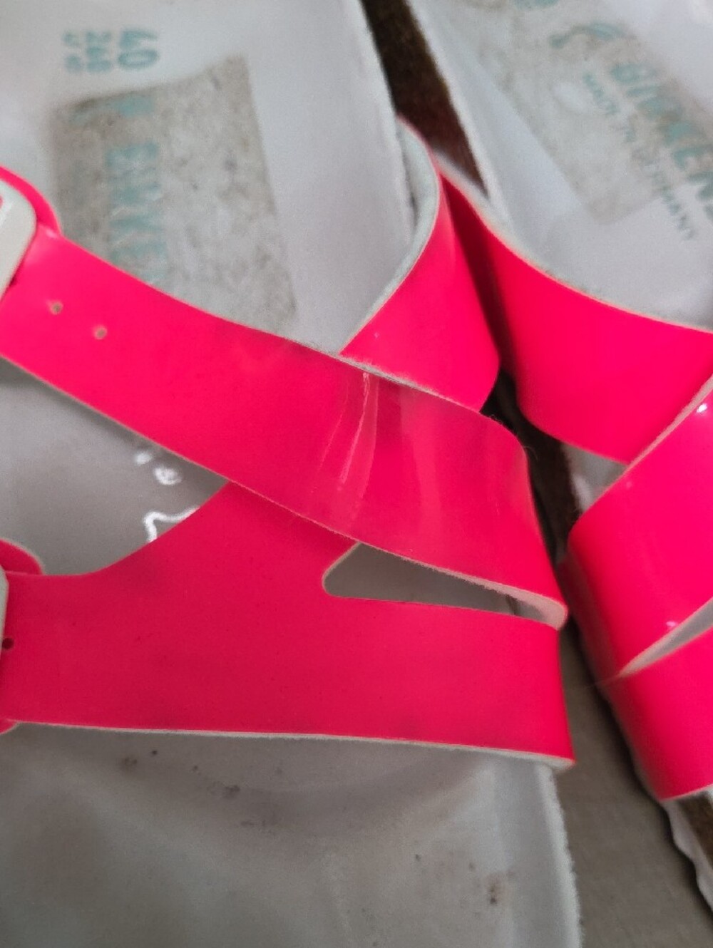 Birkenstock Neon Pink Double-Buckle Slides - Picture 3 of 6